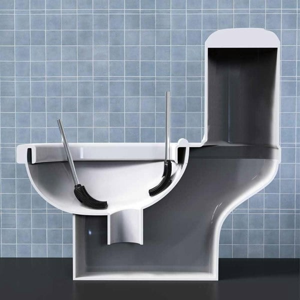 CALITEK Toilet Brush Flexible Silicon Bristles and Brush Head With Handle White