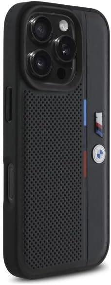 BMW M Perforated Tricolor Detail Line Case for iPhone 16 Pro Max 6.9" Black - BMHCP16X23PUPVK