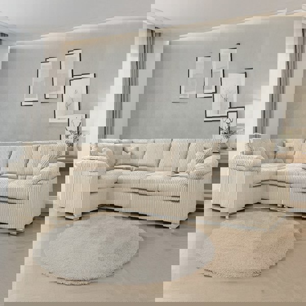 Furnishings For Less Delta Full Jumbo Cord 5 Seater L Shaped Corner Sofa