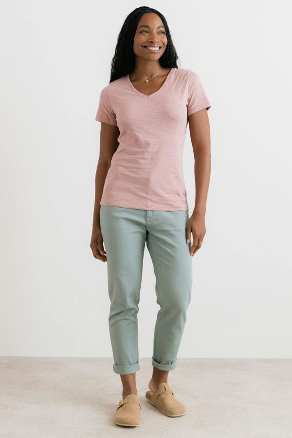 Lily & Me Victoria Organic Cotton V-Neck T-Shirt Soft Pink