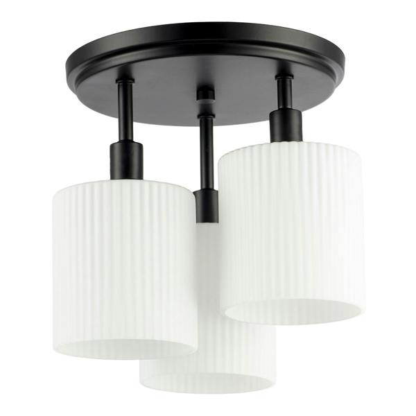 Designer Matte Black Semi Flush Ceiling Light with Fluted Shades Image 4