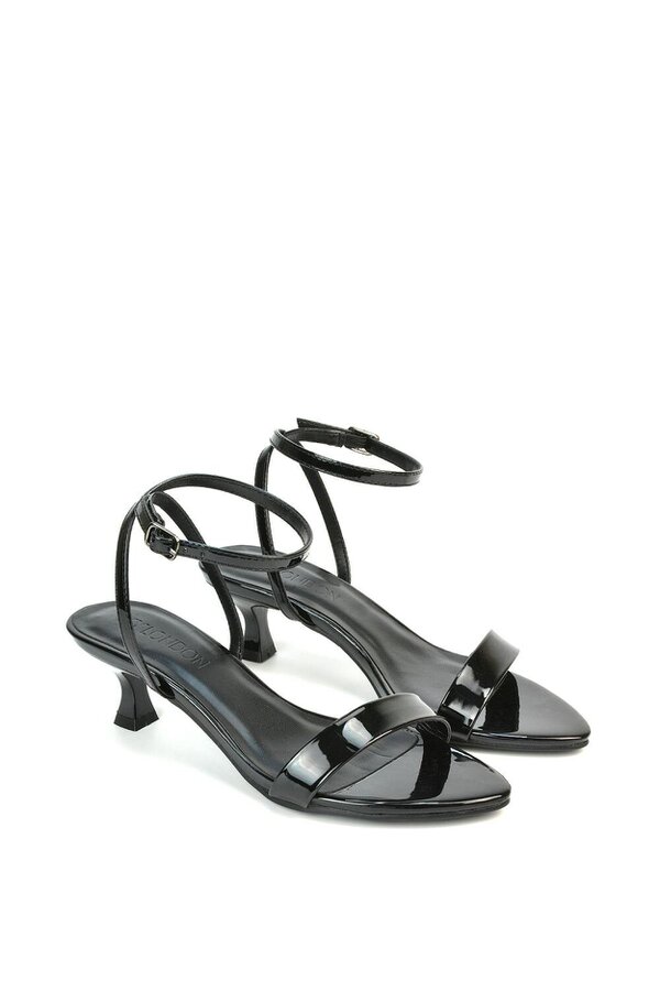 XY LONDON Kitten Low Heel Strappy Sandal Two Part Heeled Shoes