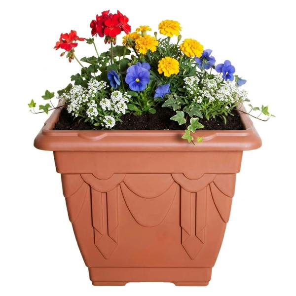 30cm Brown Decretive Terracotta Venetian Square Flower Planters