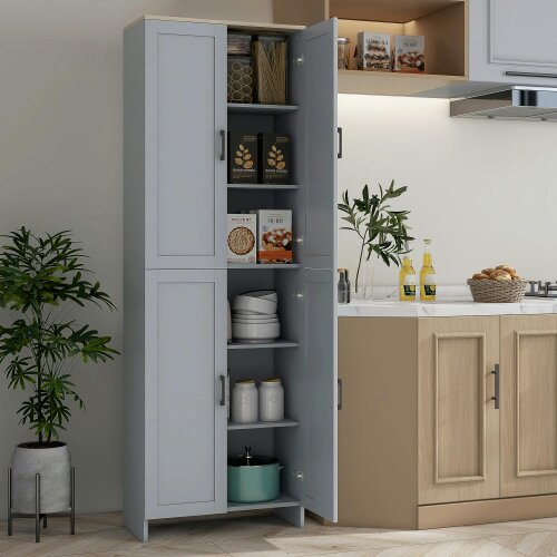 Wyld Haus Keketa 171cm Wooden Grey 4 Door Modern Kitchen Pantry Cabinet