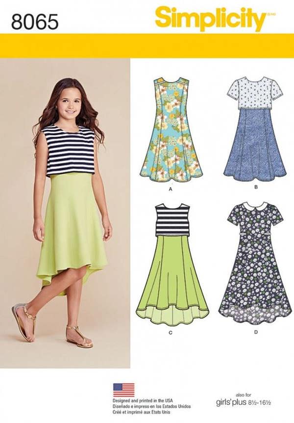 Simplicity Sewing Pattern 8065, Dresses for Kids, Teenagers, AA (8-10-12-14-16) - Easy