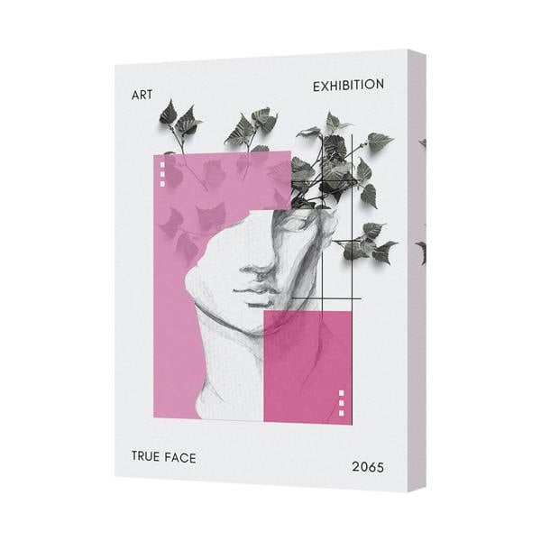 Benjamin Tate Design Contemporary Pink Face Canvas Art Print With Deep Wooden Frame UK Handmade