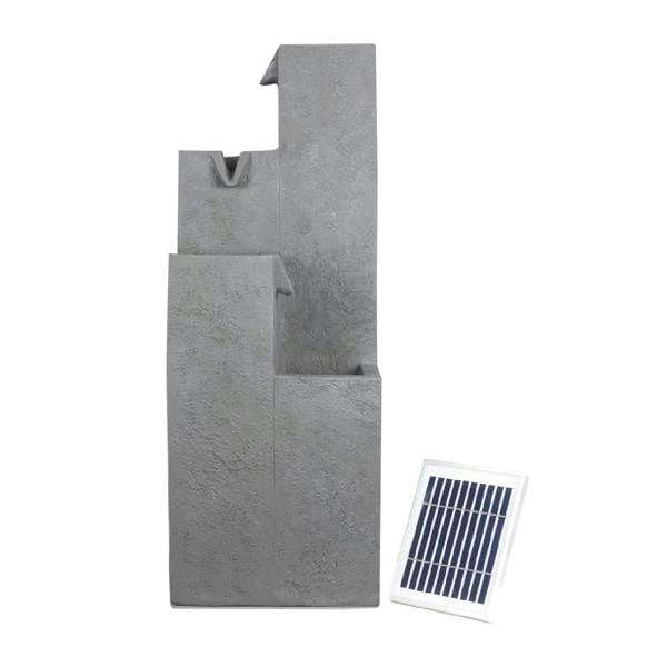 Gardenwize Solar Powered Cubic Falls Water Feature with Battery Backup & LED Lights