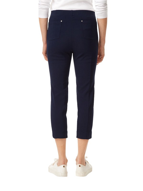 PennyPlain Cropped Bengaline Capri Trousers - French Navy