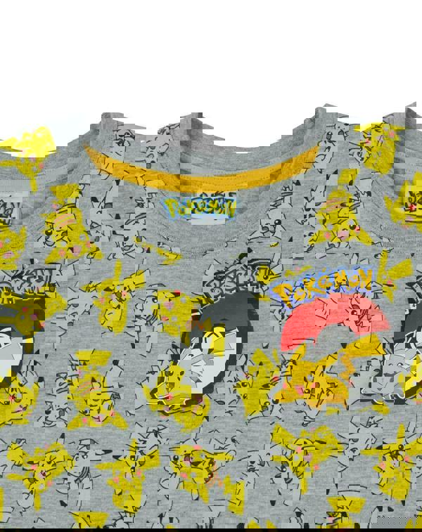 Pokemon Boys Grey Pikachu Short Sleeved T-Shirt