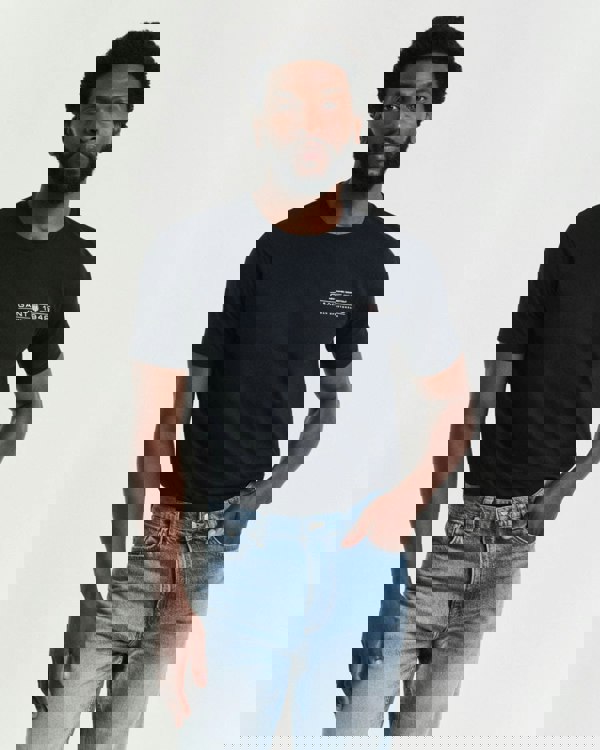 GANT Mens Short Sleeve Printed Graphic T-Shirt - 5 Black