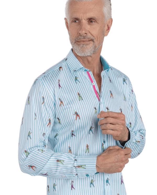 Stripe Golfer Print Shirt - Claudio Lugli Shirts