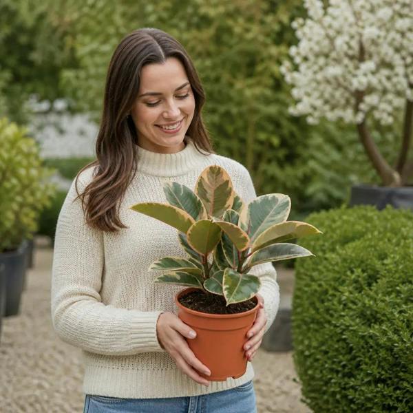 Ficus Tineke Rubber Plant 21cm Pot – Large Indoor Houseplant