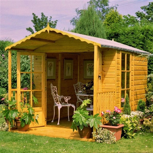 Shire Buckingham & Veranda 7x10 12mm interlock Clad wooden Summerhouse - Best Shed