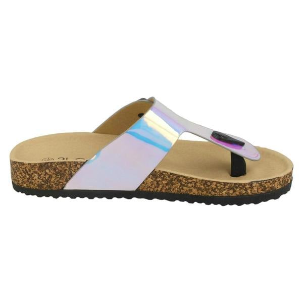 Spot On Ladies Spot On Flat Hologram Sandals