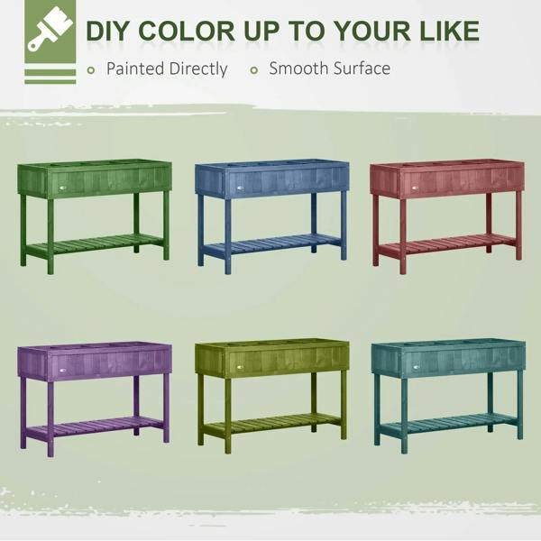 Wooden raised planter shown in multiple colors with smooth painted surface