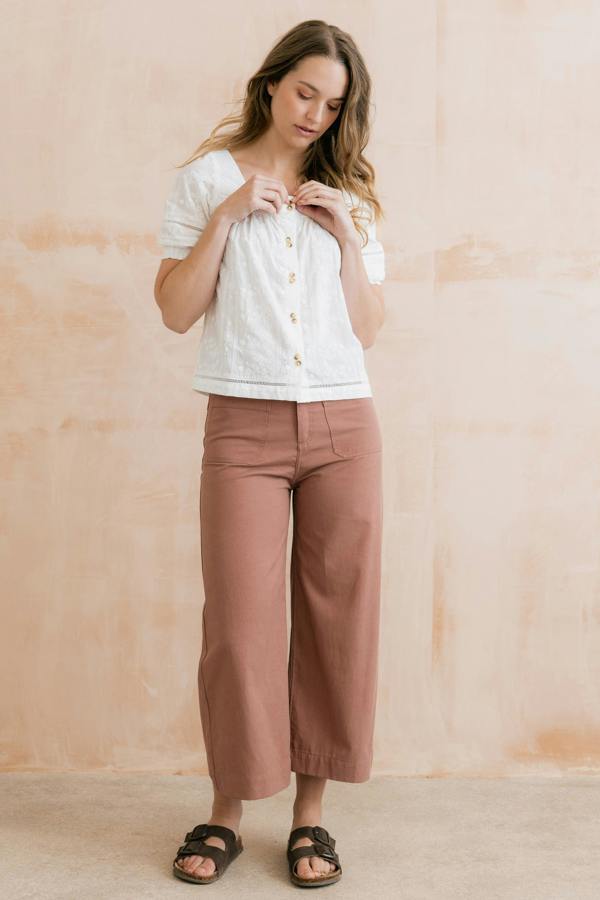 Lily & Me Poppy Embroidered Cotton Blouse White