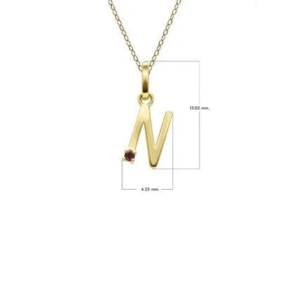 Gemondo Initial Ruby Letter Necklace In 9ct Yellow Gold
