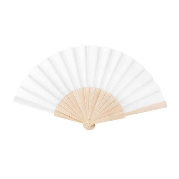 MidOcean Fanny Wood Wood Handheld Fan - White - 