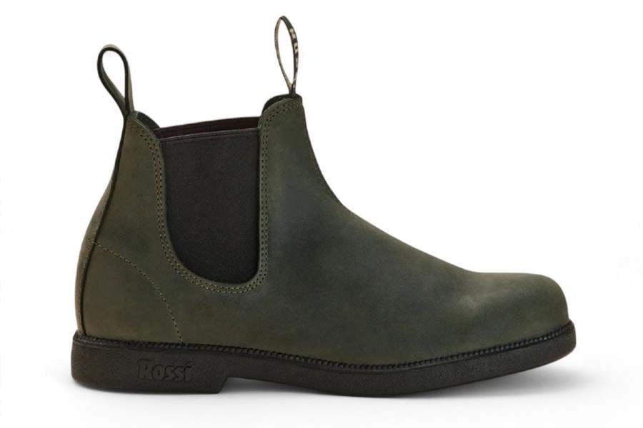 Rossi Boots Rossi 607 Booma Moss Olive Green Leather Chelsea Boots