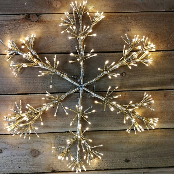 Samuel Alexander 60cm Gold Starburst Snowflake Wall Window Decoration with 300 Warm White LEDs
