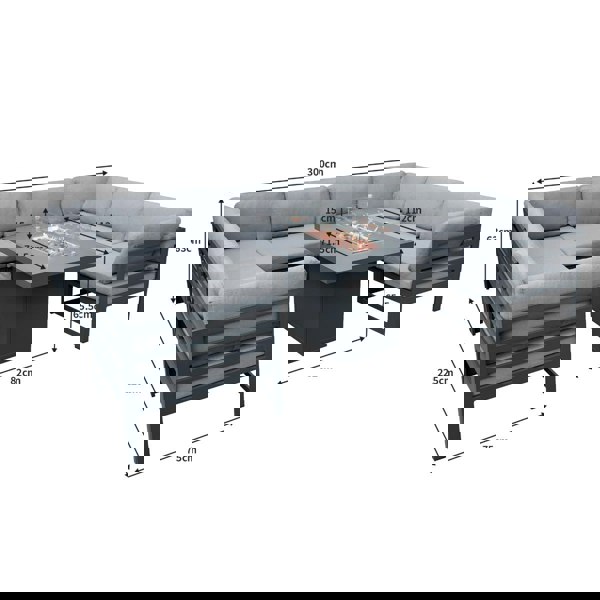 Jardi Modular Garden Furniture Set With Fire Pit - Anthracite Grey