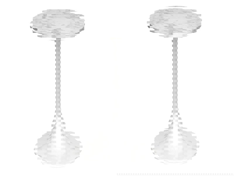 Circular Side Table with Real White Jazz Marble Top, Gloss White Column & Base by Gillmore British Design © GillmoreSPACE Ltd