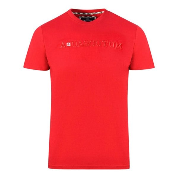 Aquascutum Brand Embossed Logo T-Shirt - Red