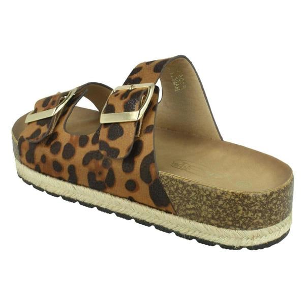 Spot On Ladies Spot On Leopard Print Mules F10955