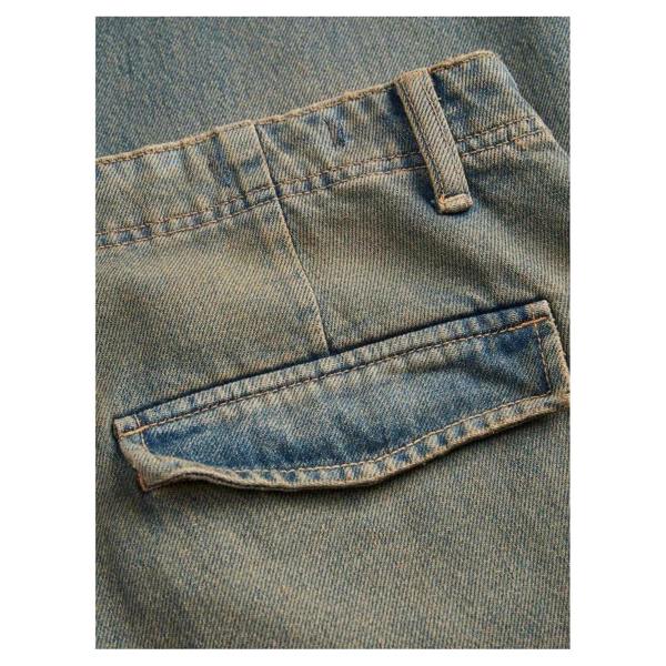 Jack And Jones Mens Eddie Denim Straight Leg Cargo Jeans - Blue Denim - 