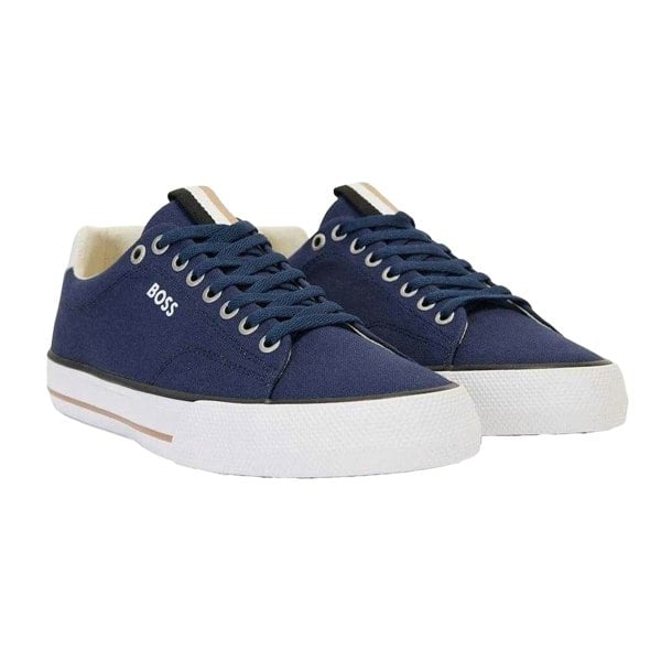 Boss Mens Aiden Leather Tennis Trainers - Dark Blue