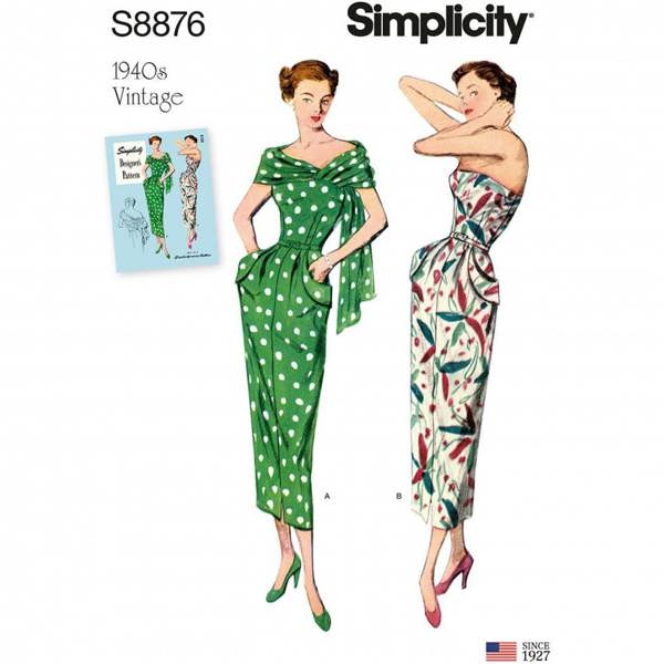 Simplicity Sewing Pattern 8876, Dresses, Vintage Style for Women, AA (10-12-14-16-18) - Intermediate