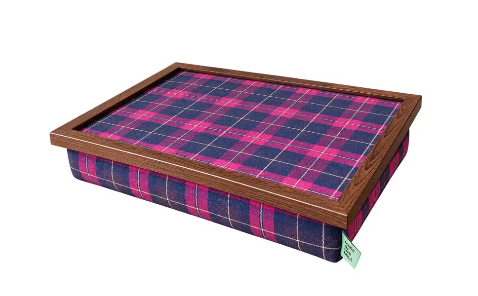Made in the Mill Luxury Burgundy Boyd Tartan Lap Tray With Bean Bag