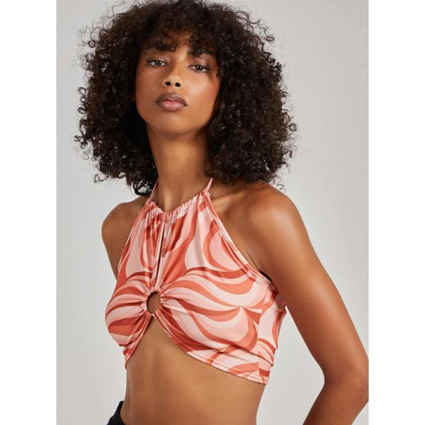 Pink Vanilla Swirl Print Halterneck Top