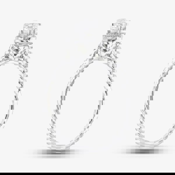 T. H. Baker 9ct White Gold Certified Lab Grown 0.75ct Brilliant Cut Diamond Shoulder Set Solitaire Ring LGR40944-75 (WG)