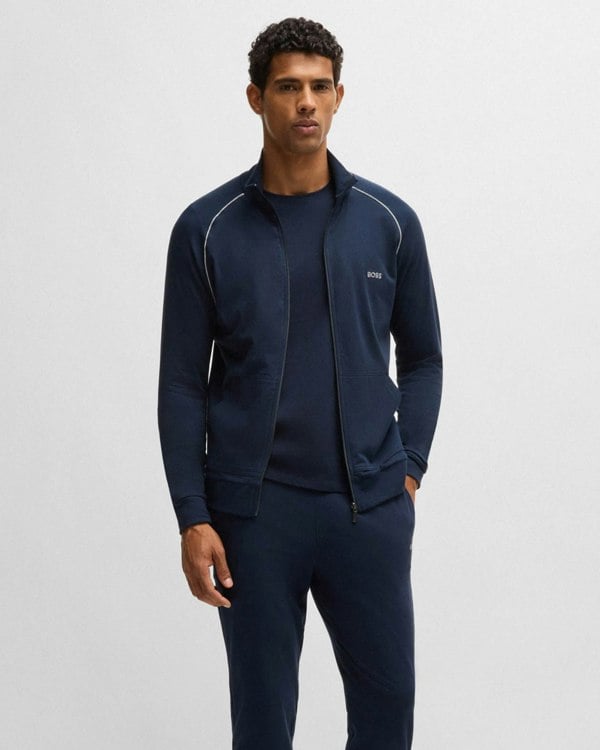 BOSS Orange Mix&Match Mens Long Sleeve Stretch-Cotton T-Shirt with Embroidered Logo  - Dark Blue 403