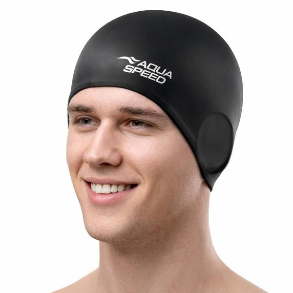 Aqua Speed Unisex Adult Full Ear Coverage Swimming Cap | Soft Silicone Cap for Pool Use