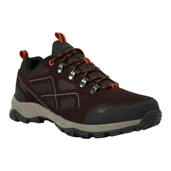 Regatta Mens Vendeavour Suede Low Trainers - Peat/Blaze Orange - 