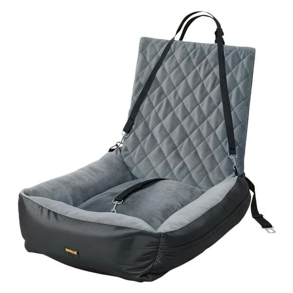 Skylos Dog Booster Car Seat Travel Carrier Plush Bed Basket Portable Pet Grey