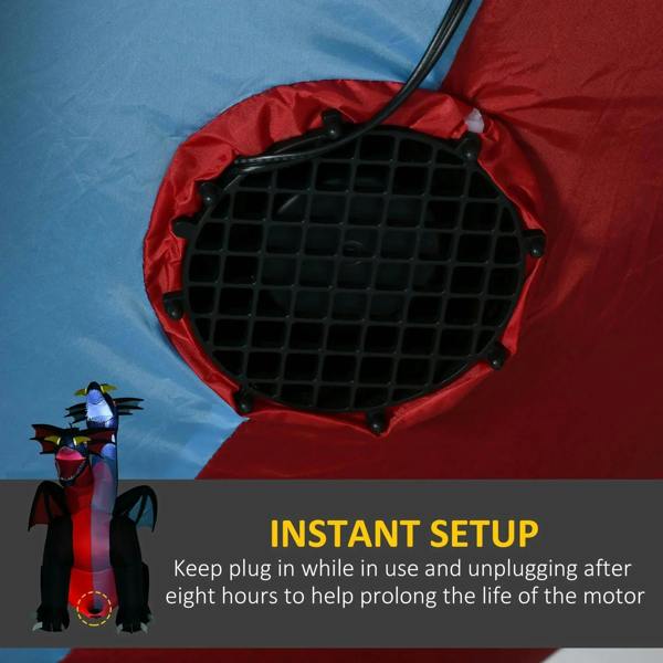 Inflatable dragon motor fan grille at the rear inflation opening