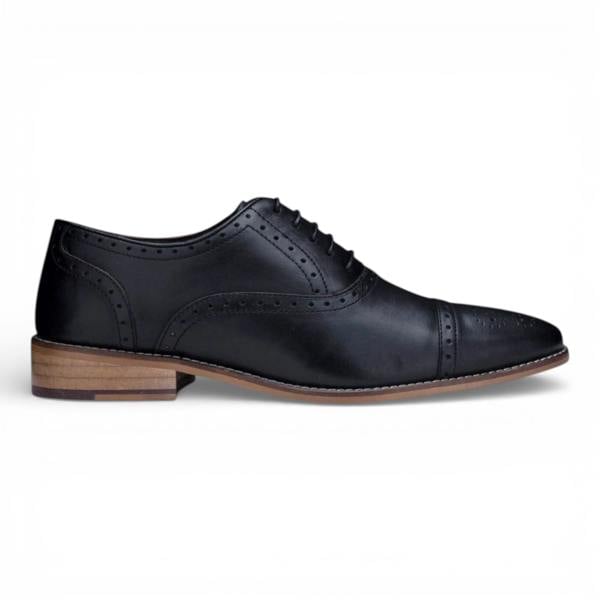 London Brogues Men's Classic Oxford Black Leather Gatsby Brogue Shoes