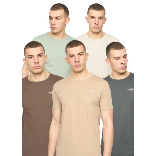 Crosshatch Mens Basicnatural T-Shirt (Pack of 5) - Off White/Stone/Brown/Sage/Dark Olive - Off White/Stone/Brown/Sage/Dark Olive - 100% Cotton