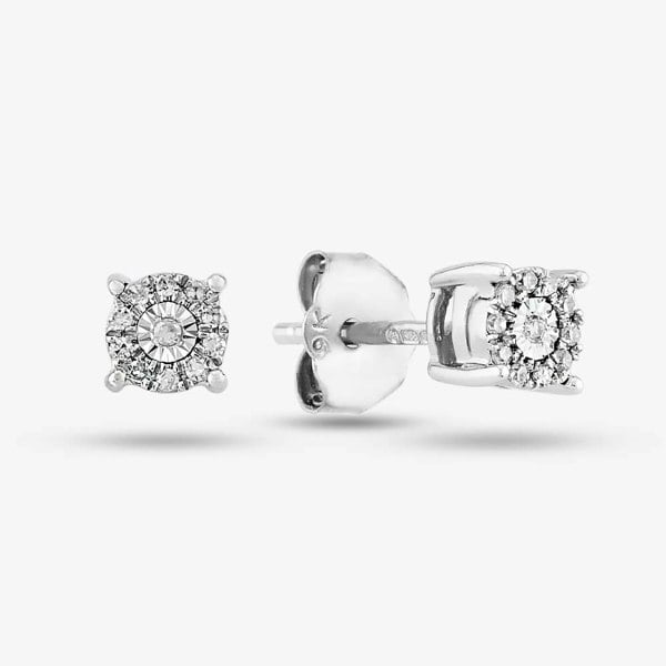 T. H. Baker 9ct White Gold 0.10ct Diamond Cluster Jewellery Set TH0121745
