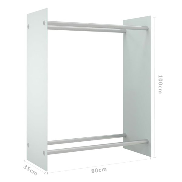 Berkfield Firewood Rack White 80x35x100 cm Tempered Glass