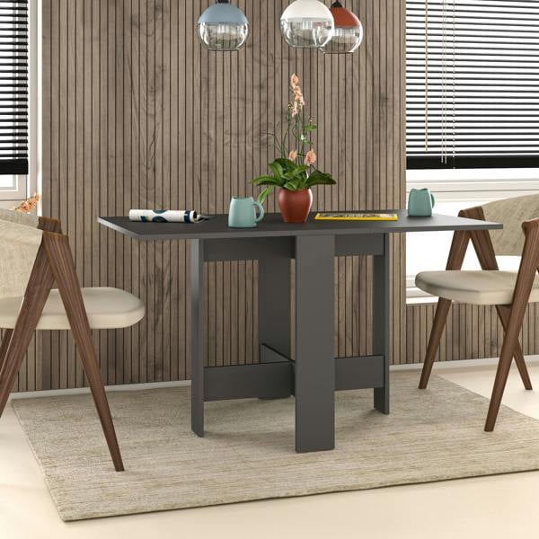 Decortie Artemio Foldable Table Anthracite Rectangular Engineered Wood Folding Table 130(W)x76(D)x73.4(H)cm Kitchen Dining Room