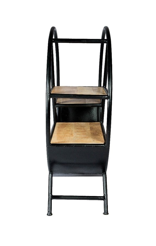 IH Design Oakland Industrial Mintis Iron Wooden Round Bookcase