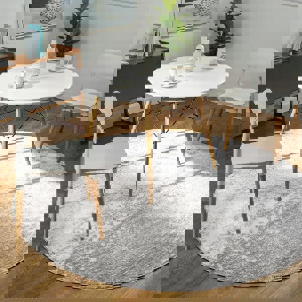 Livabliss Wanderlust-Abstract Grey Ivory Blue Modern Marble Rug