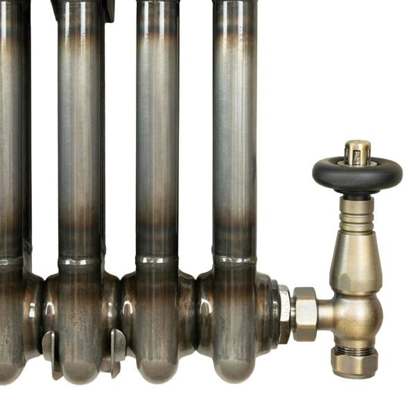 Traditional 2 Column Radiator & Valves - 600 x 1460mm - Raw Metal