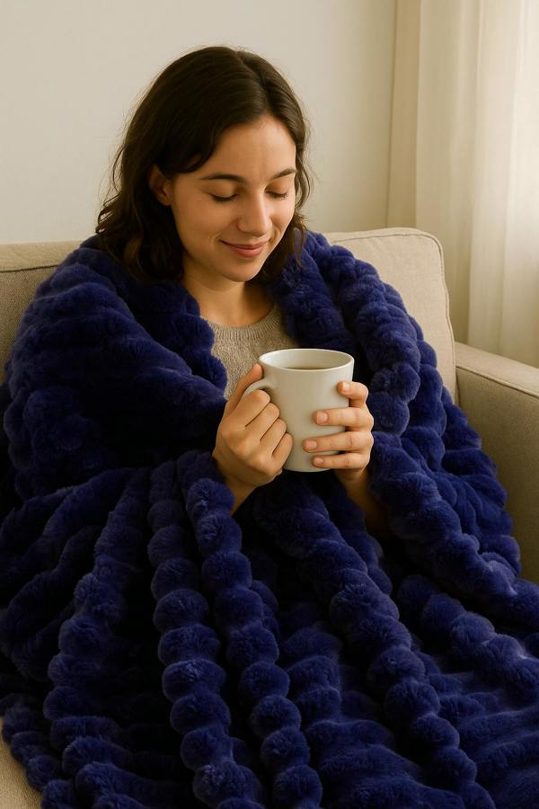 Rabbit Fur Midnight Blue Throw 150x200cm
