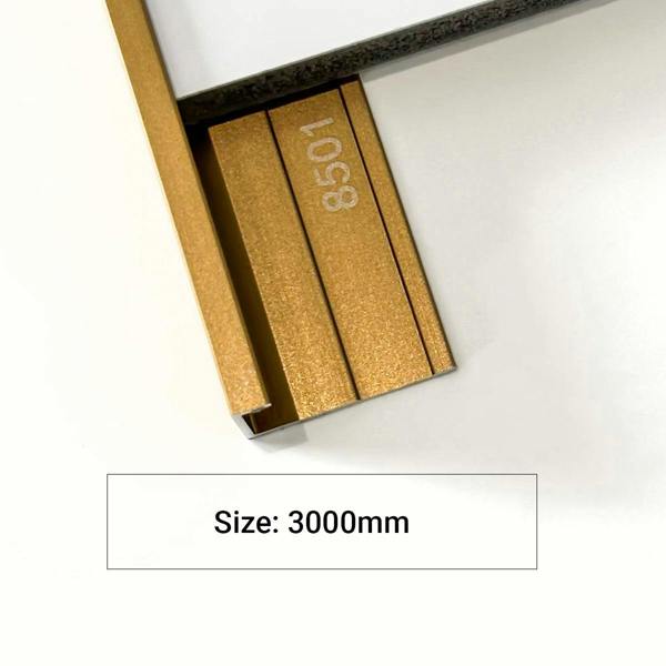 ENER-J Closing Edge Line End Aluminium Trims for 8mm Charcoal boards, Gold Size: 3000 mm (Pack of 2)