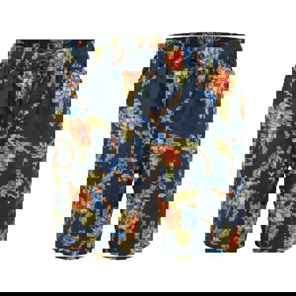 Duke Mens Dawson D555 Hawaiian Kingsize Swim Shorts - Navy - 